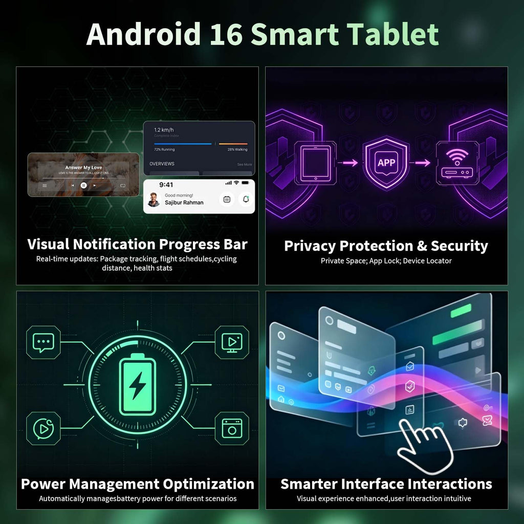 Android 16 Tablet with Keyboard, 10 Inch Tablet, Black Case P782