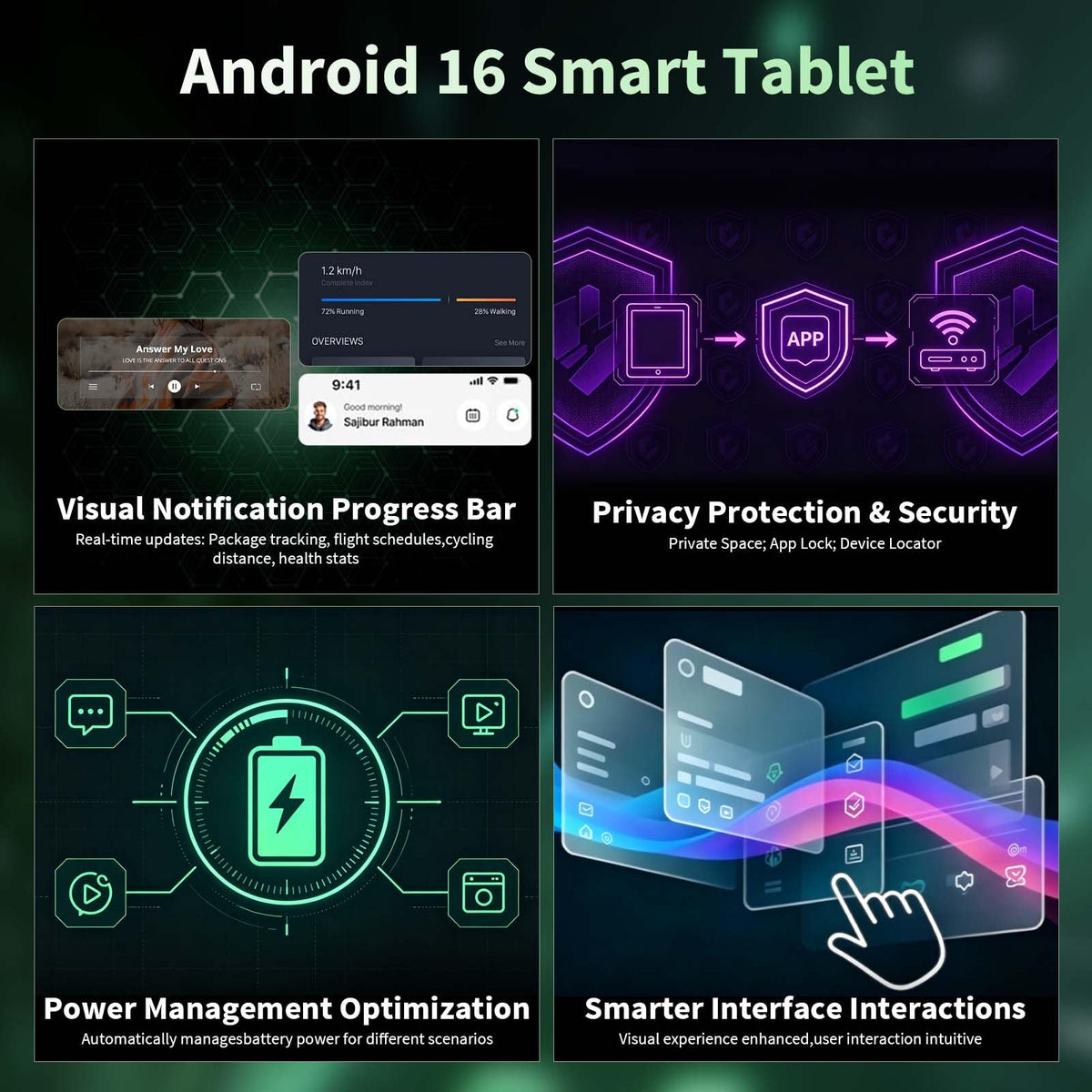 Android 16 Tablet with Keyboard, 10 Inch Tablet, Black Case P782