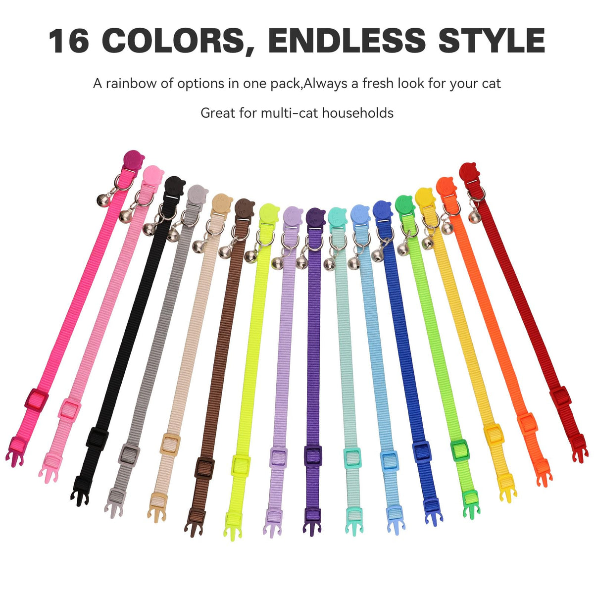 16 PCS Breakaway Cat Collars with Bell H9859