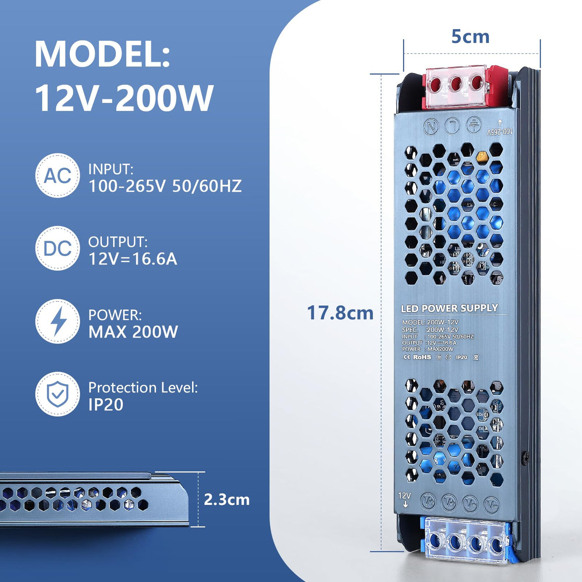 12V 200W Ultra Slim LED Power Supply C5937