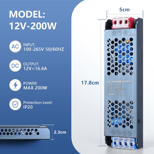 12V 200W Ultra Slim LED Power Supply C5937