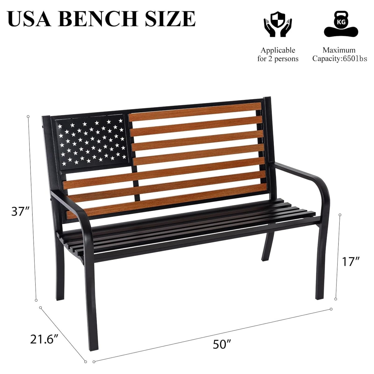 50" Outdoor Garden Bench with Weatherproof Seat U7785