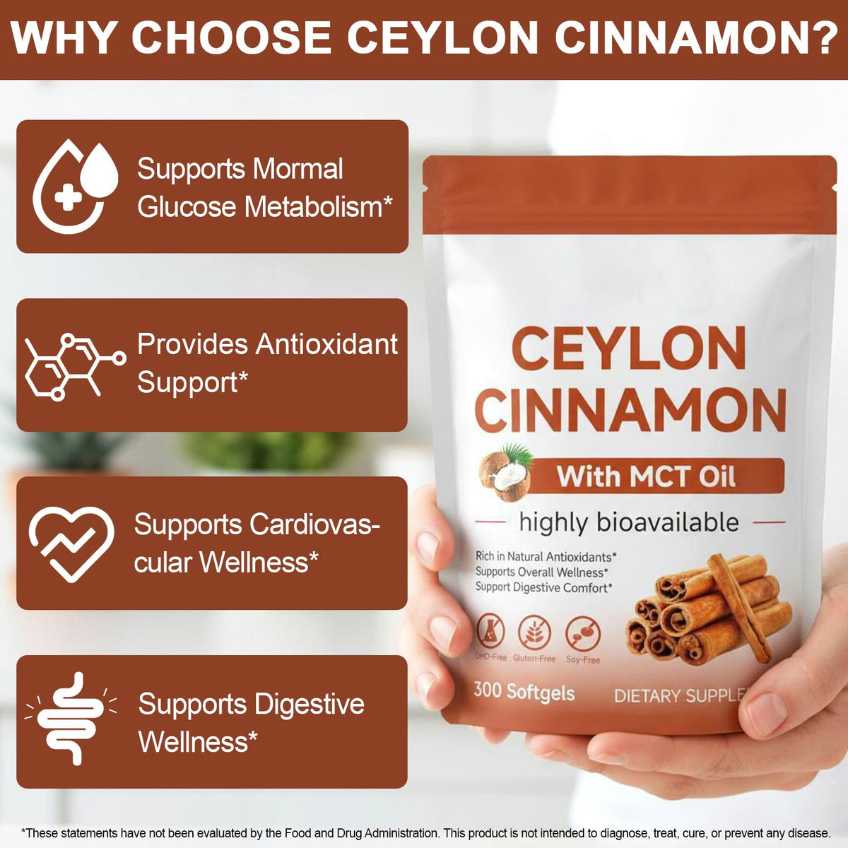 Cinnamon Capsules 300 Softgels with MCT Oil D16378