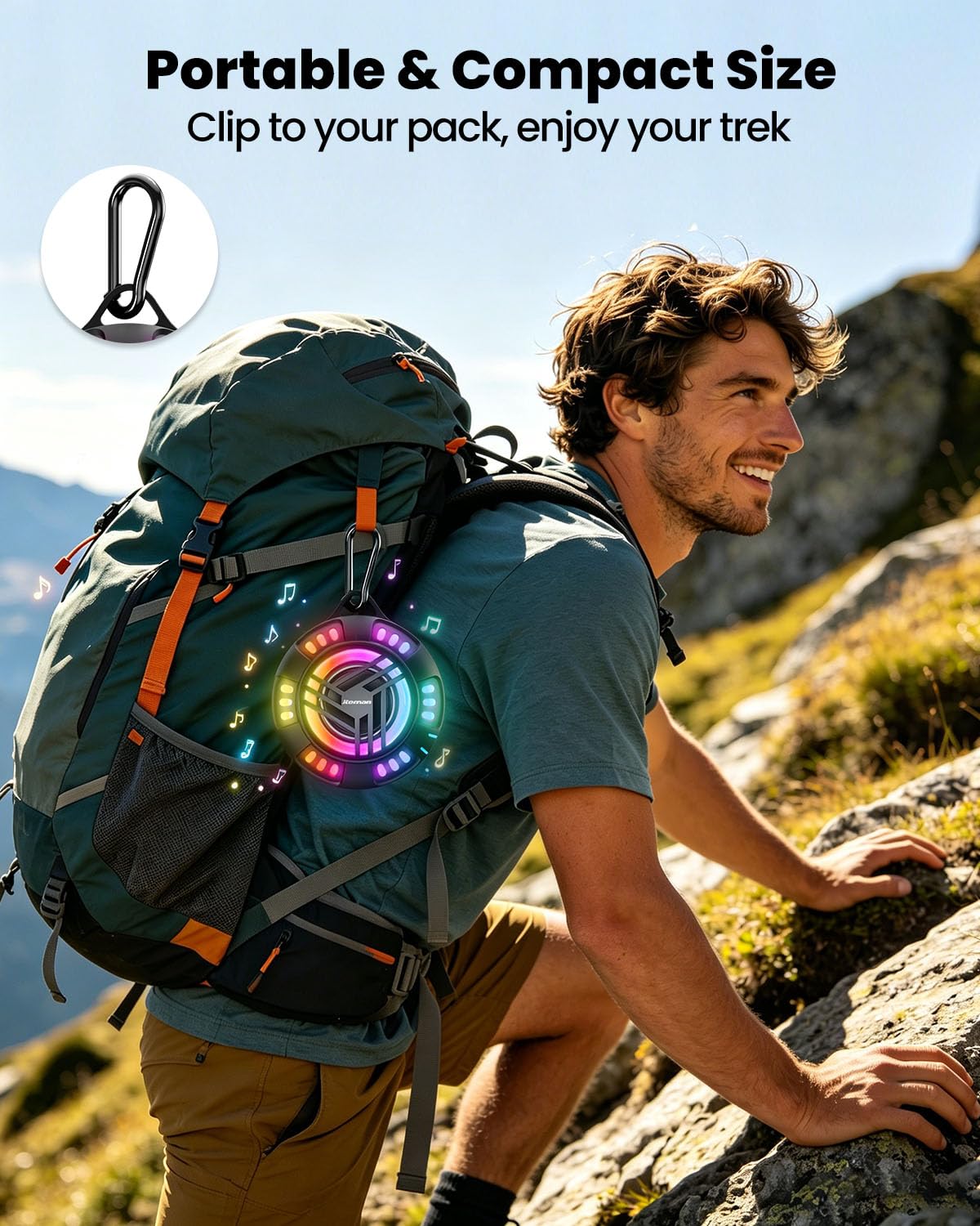 Bluetooth Waterproof Portable Speaker with LED Light Modes M61522