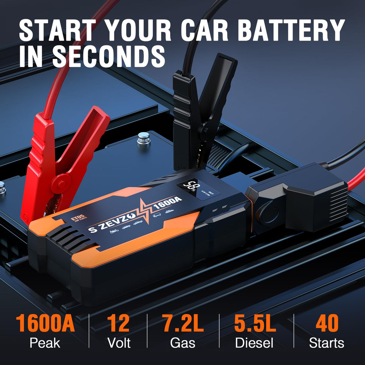 1600A Peak Portable Jump Starter D66534
