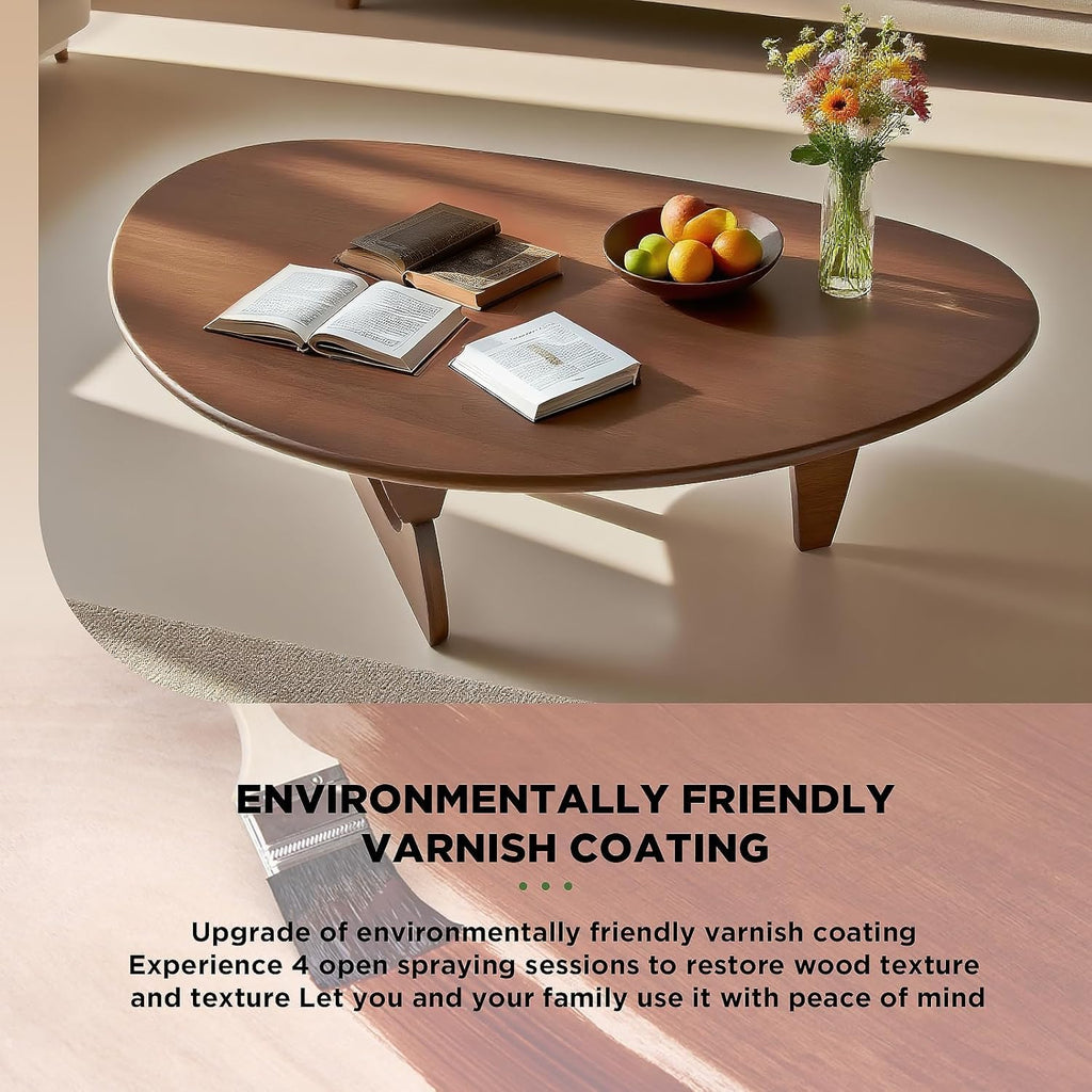 Solid Wood Oval Coffee Table 35"Lx24"Wx16"H D201