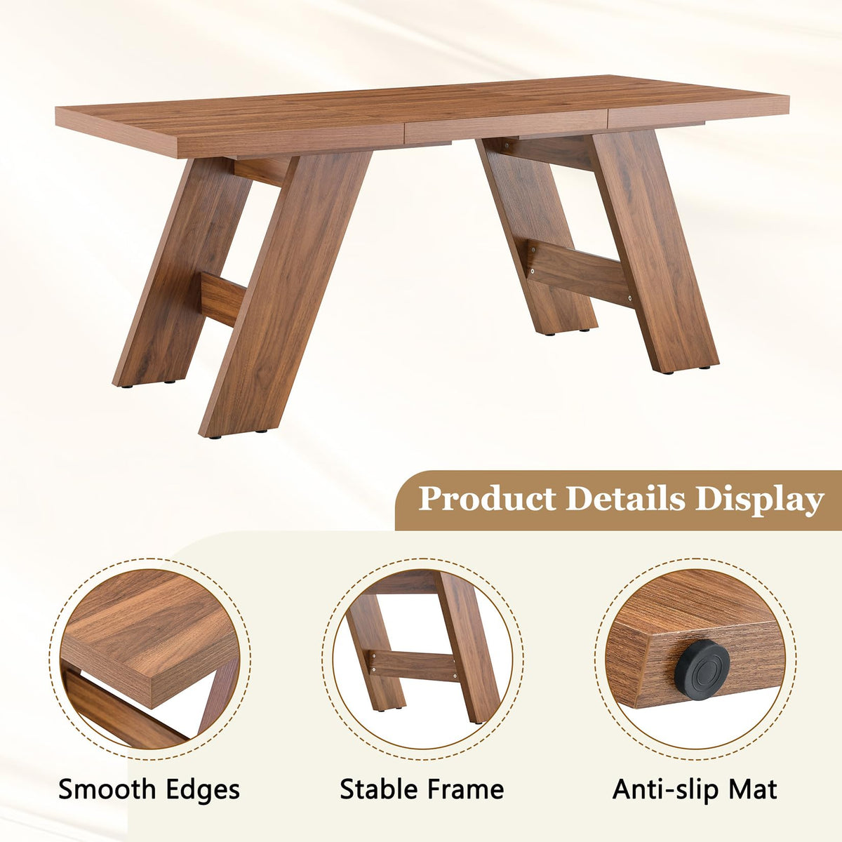 71" 7 Piece Wood Dining Table Set with 6 PU Leather Chairs C86914