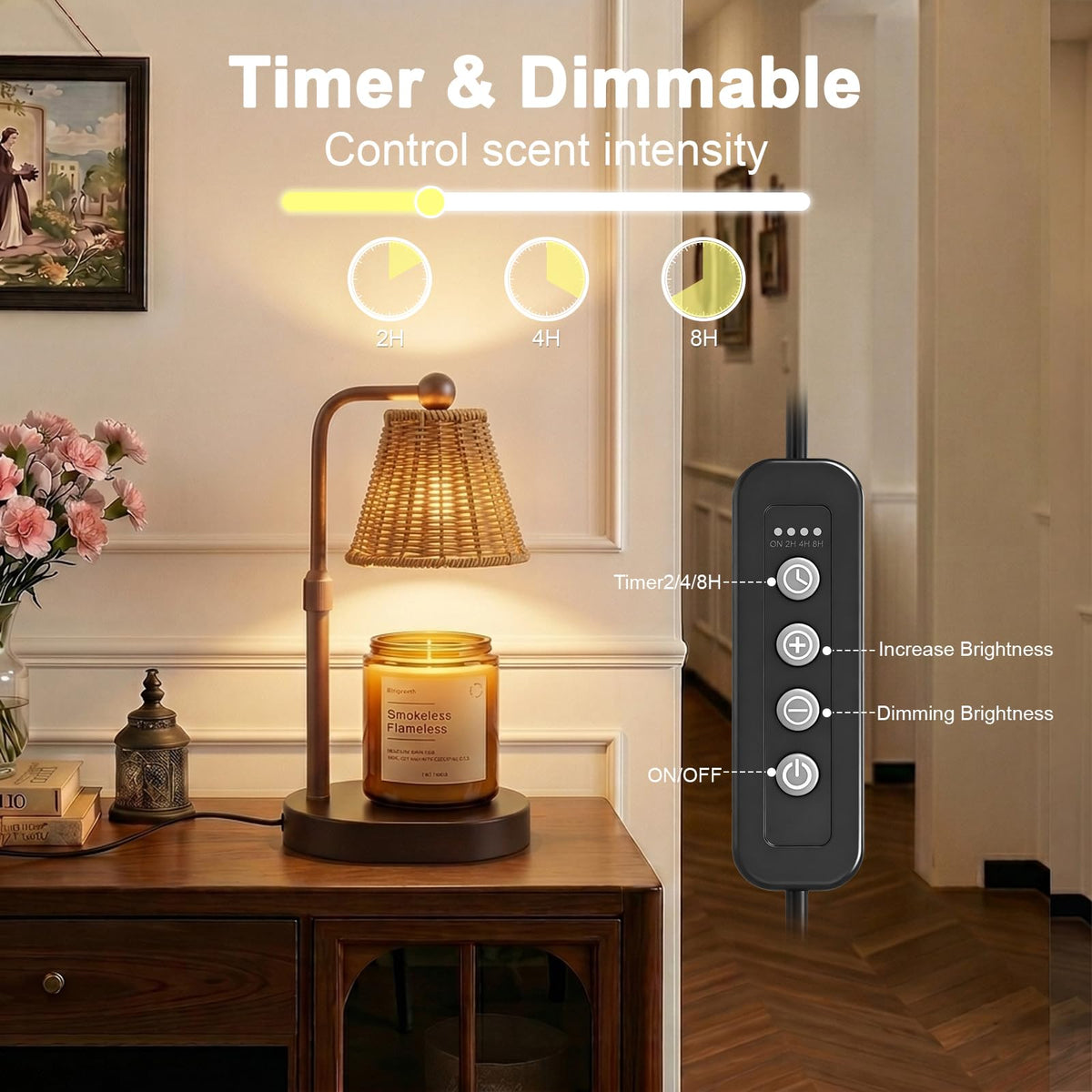 Candle Warmer Lamp with Timer, Brown Y69594