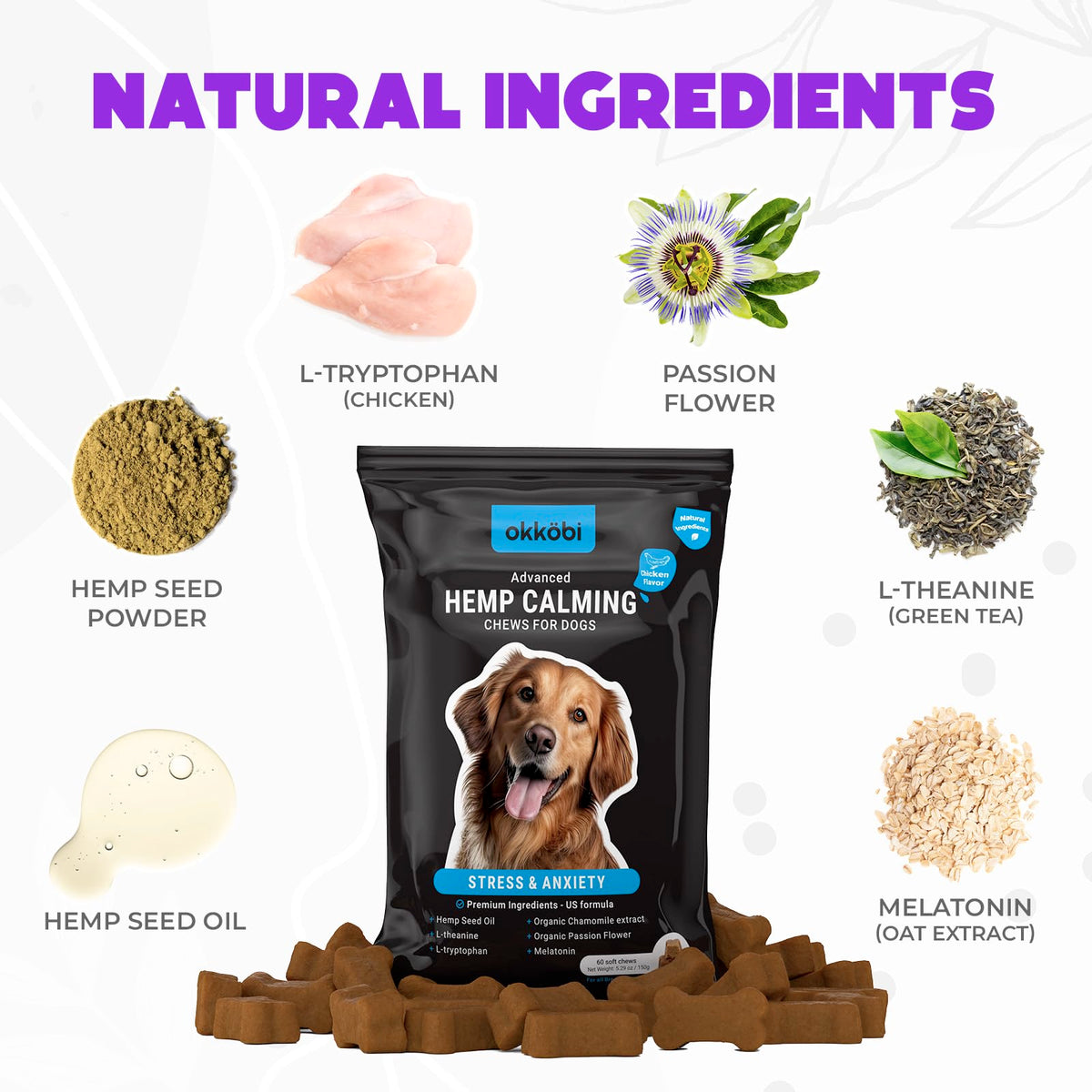 Chicken Flavor 60 Count Calming Chews for Dogs S94862