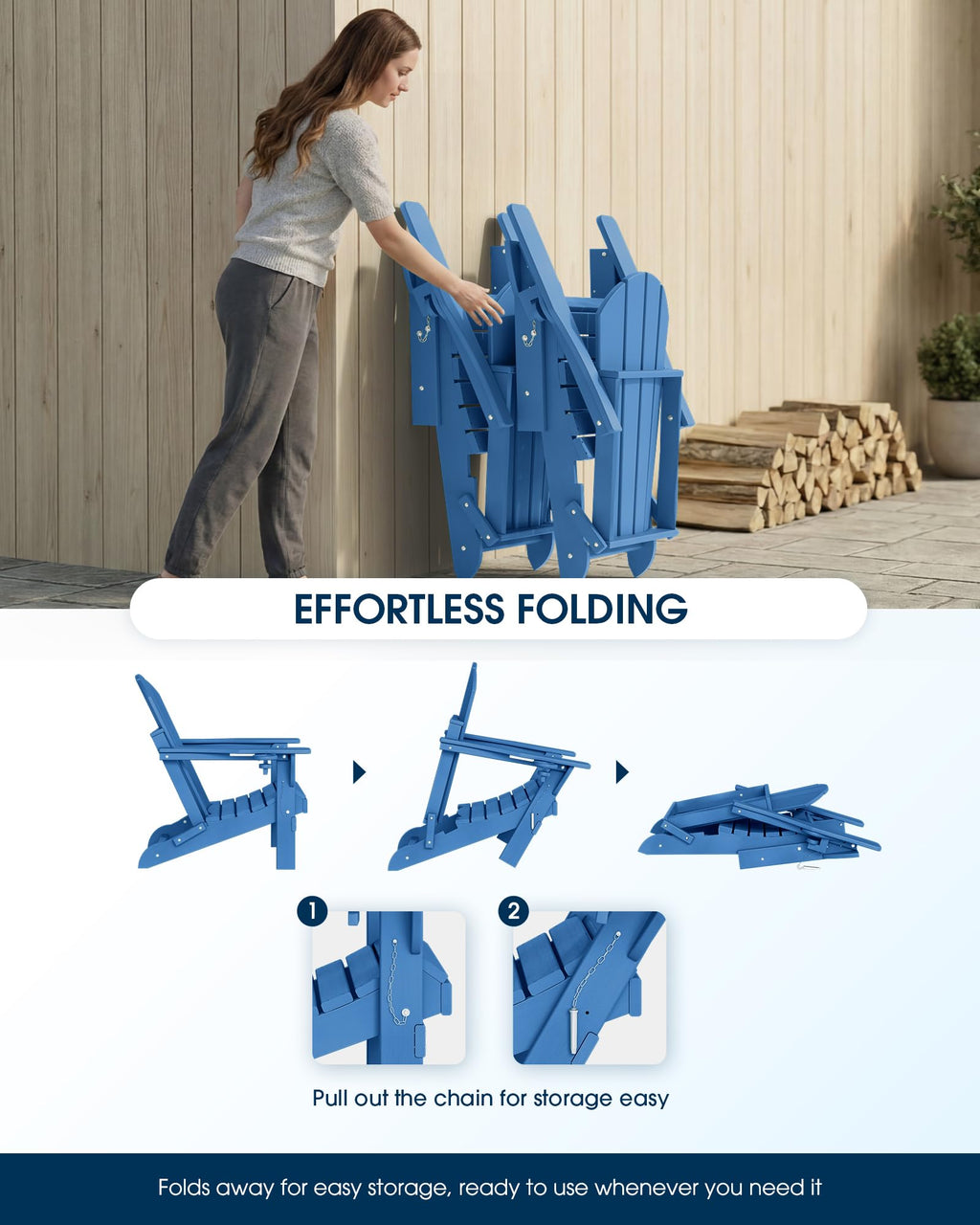 Folding Adirondack Chair Navy Blue G436594
