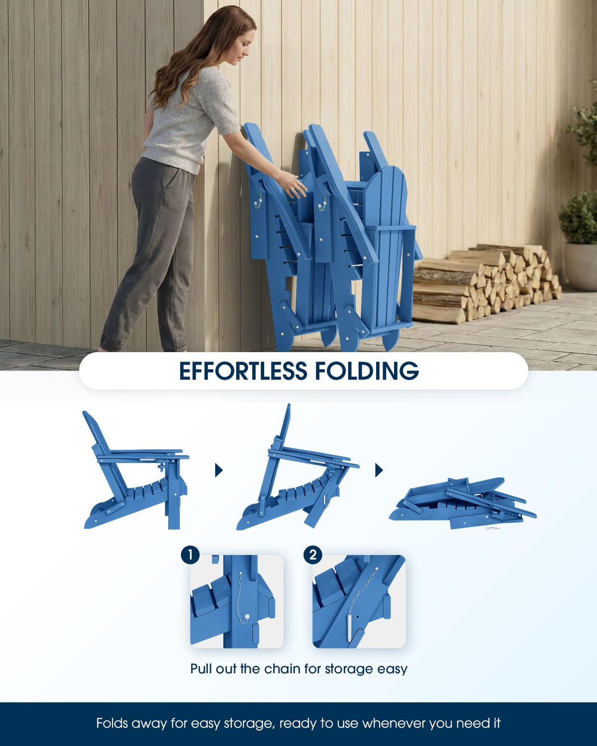 Folding Adirondack Chair Navy Blue G436594