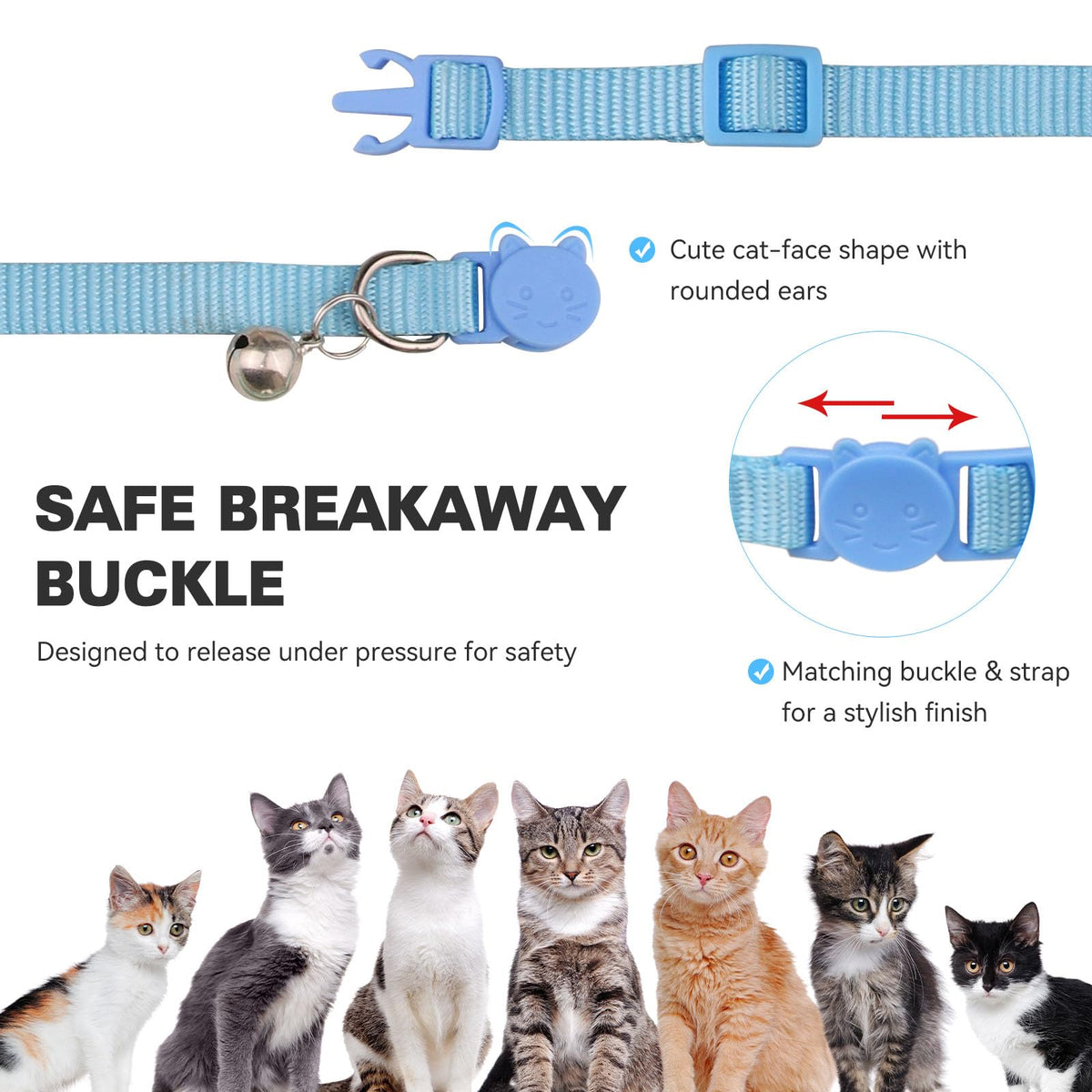 16 PCS Breakaway Cat Collars with Bell H9859