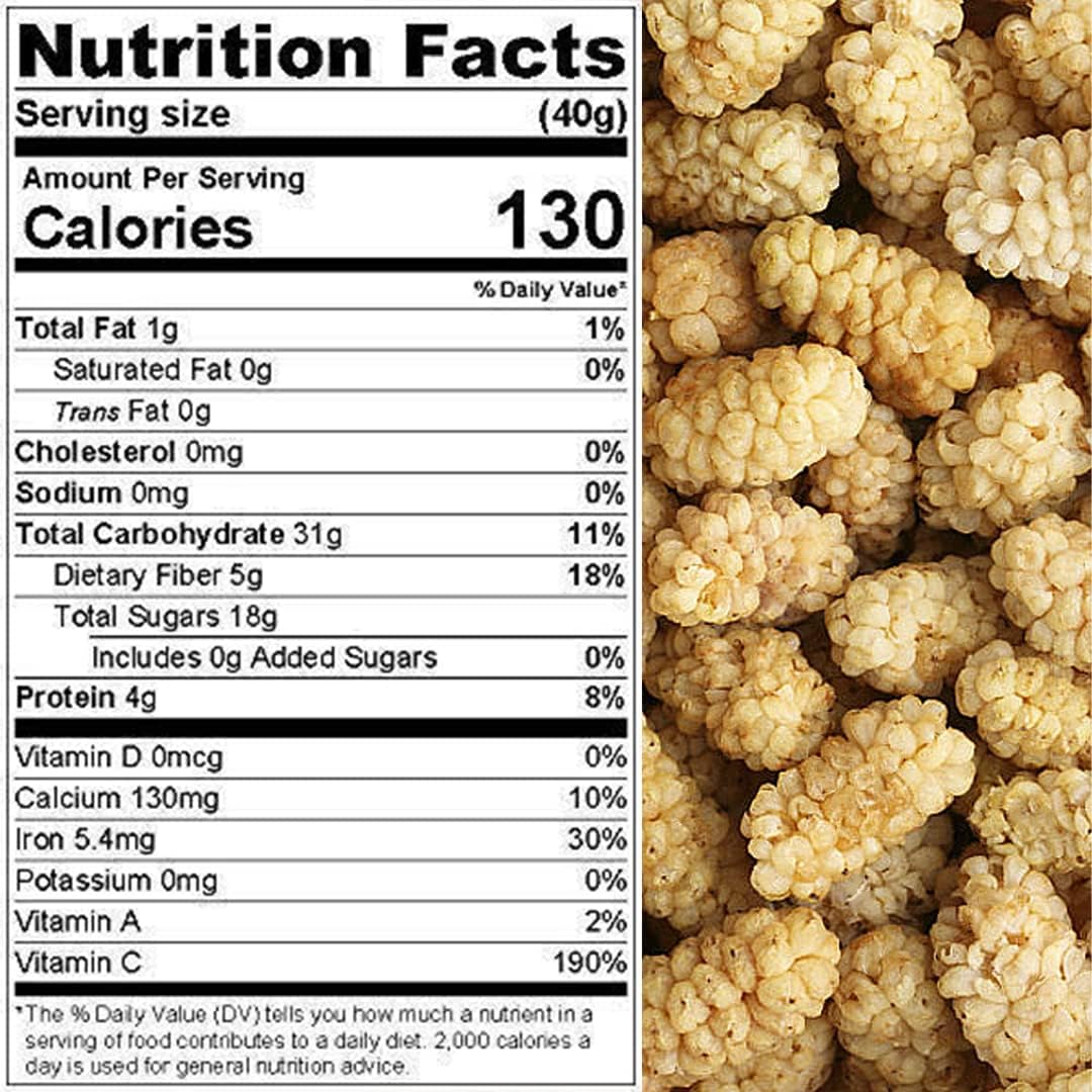 Sun Dried White Mulberries 5 lbs. Resealable Pouch K320511