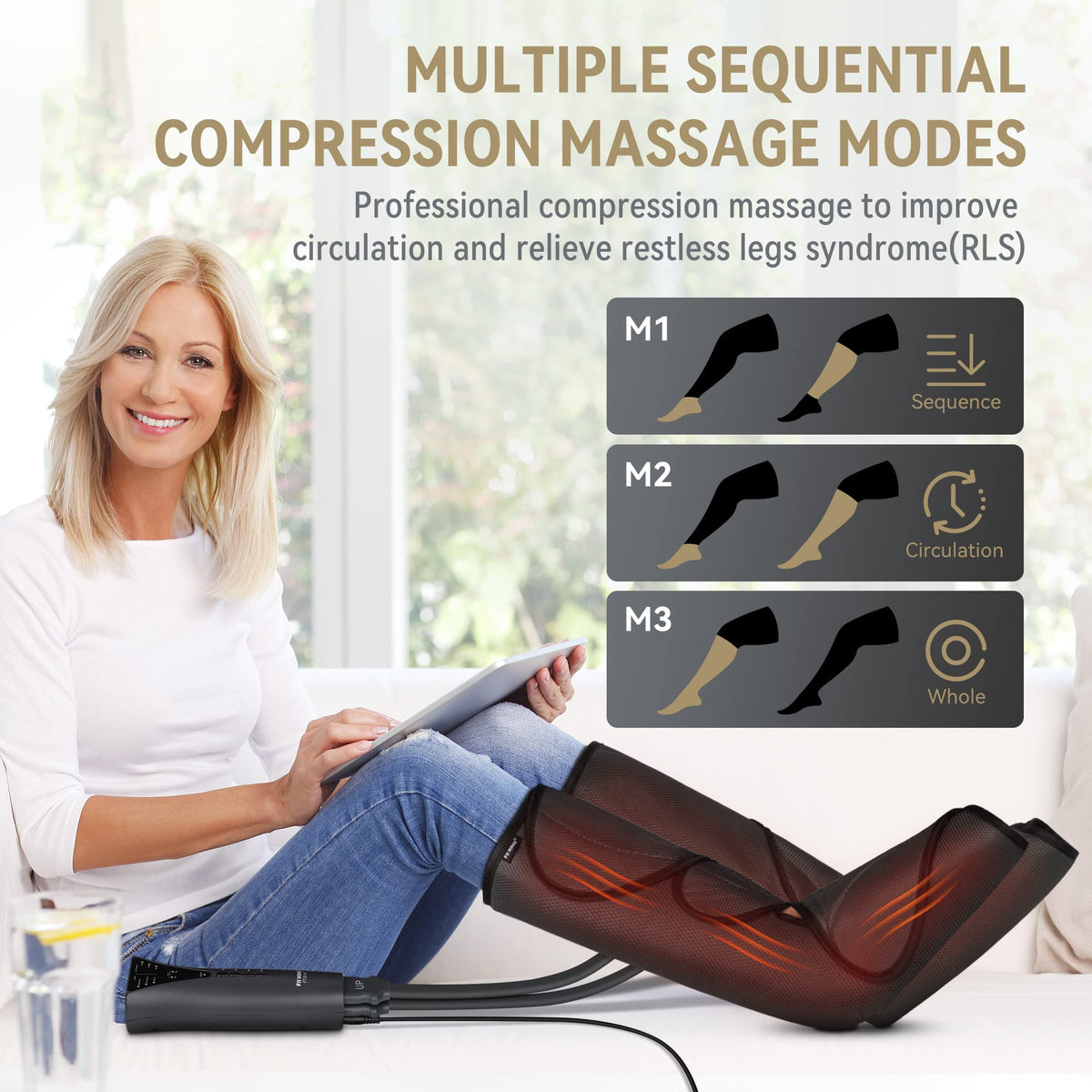 Air Compression Leg and Foot Massager with Heat V801