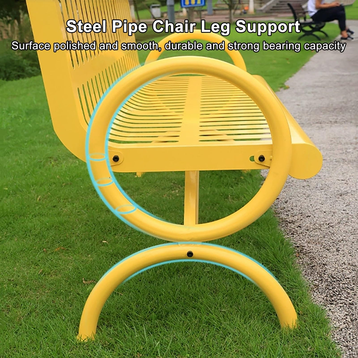 Weatherproof Metal Patio Bench with Backrest & Armrests O462