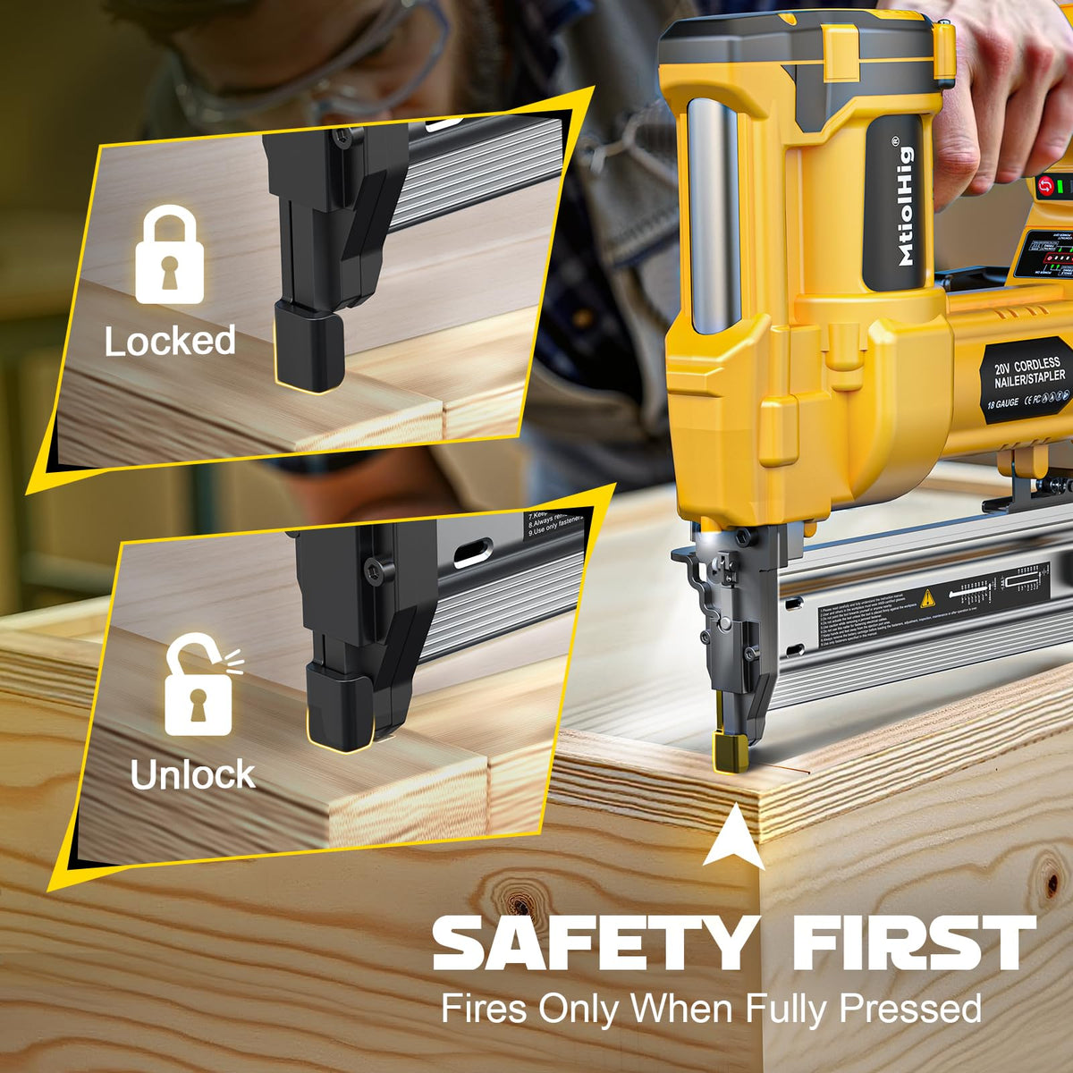 Cordless 2" Brad Nailer, 18 Gauge 2-in-1 Nail Gun/Staple Gun P6279