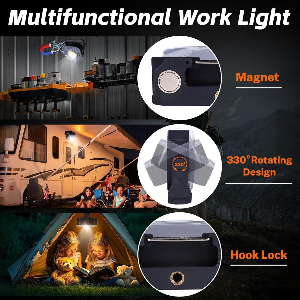 3 Pack 4000mAh 840 Lumens Magnetic Rechargeable Work Light R550063