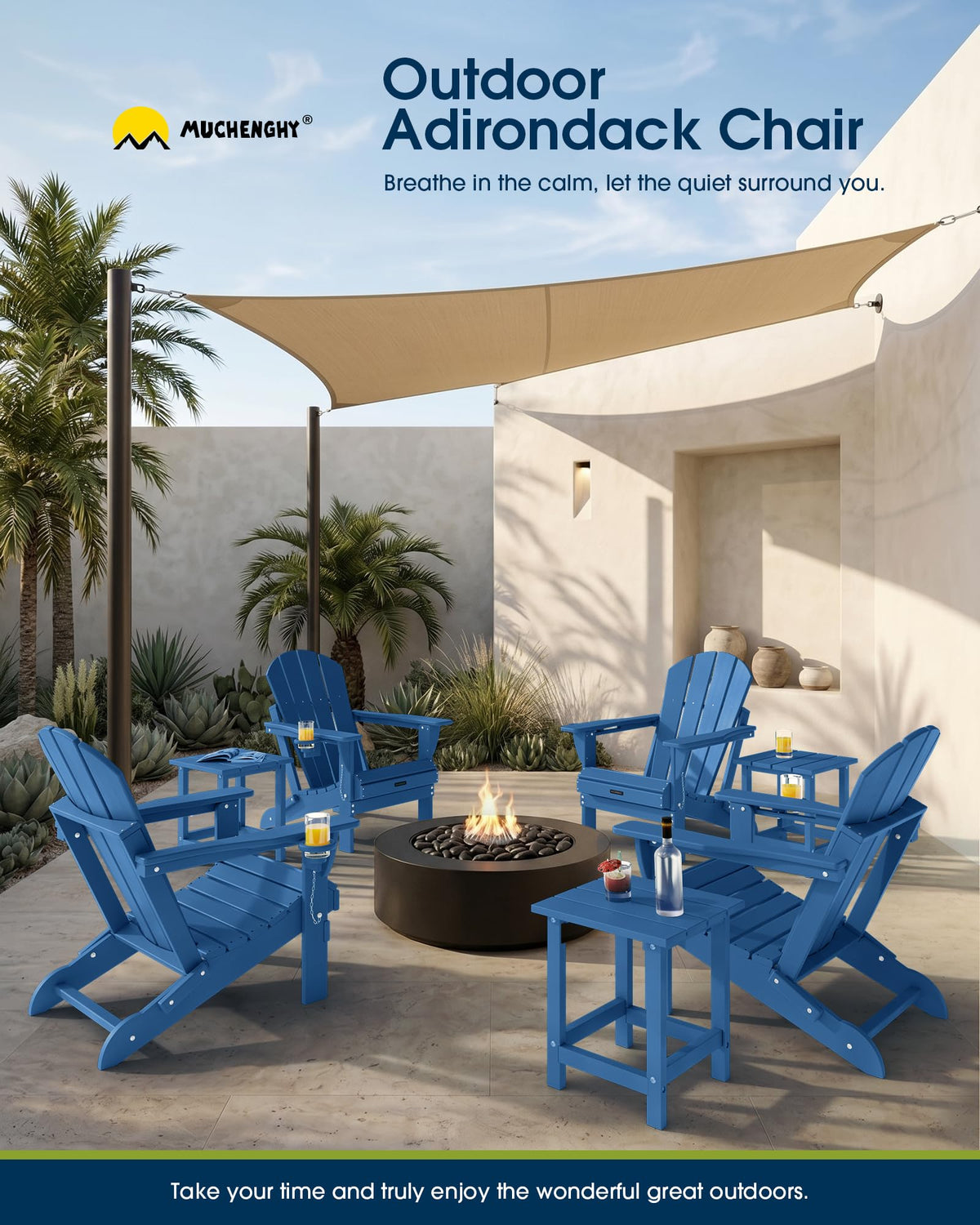 Folding Adirondack Chair Navy Blue G436594