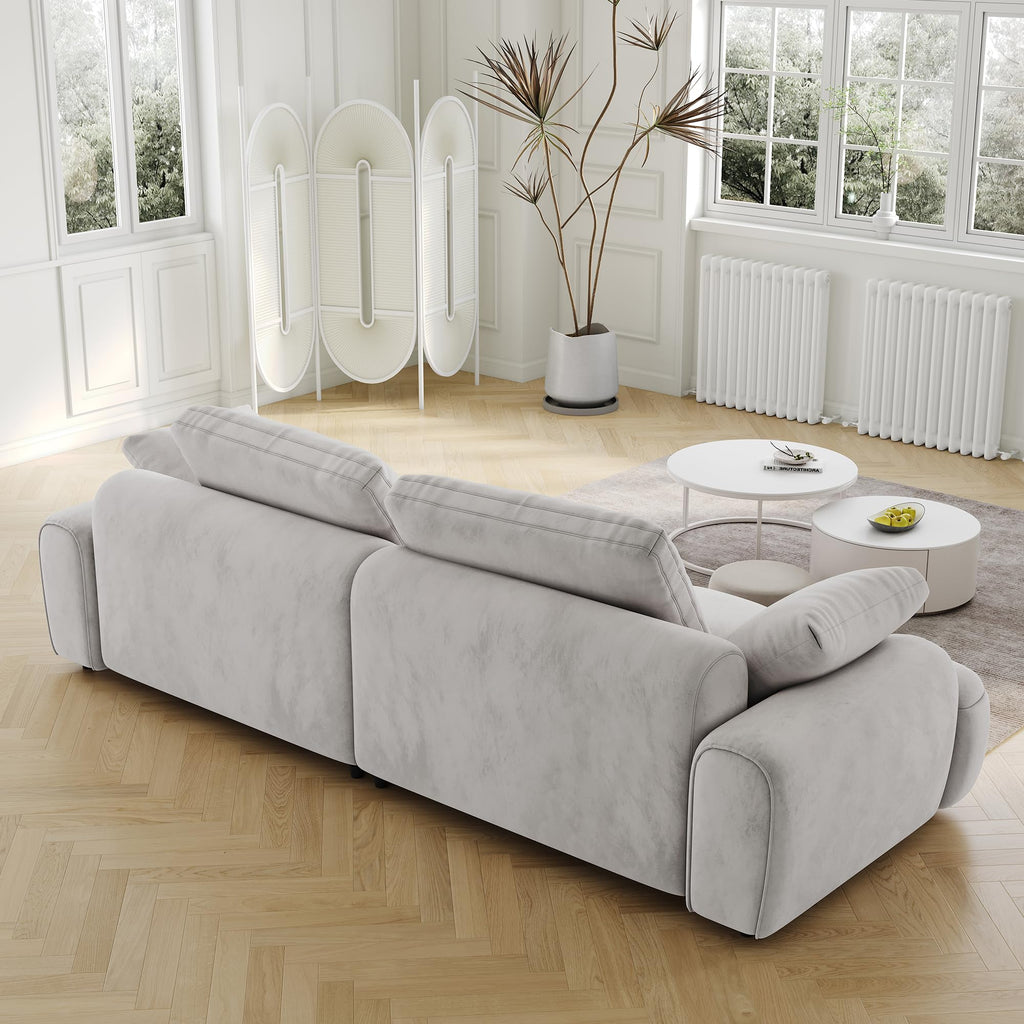 Light Gray Velvet 3 Seat Sofa with Pillow X938