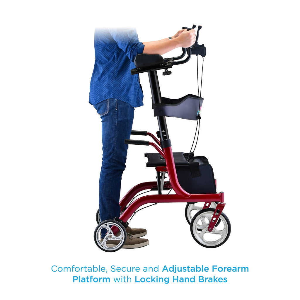 Blue Upright Rollator Walker with 10 Inch Front Wheels F7626