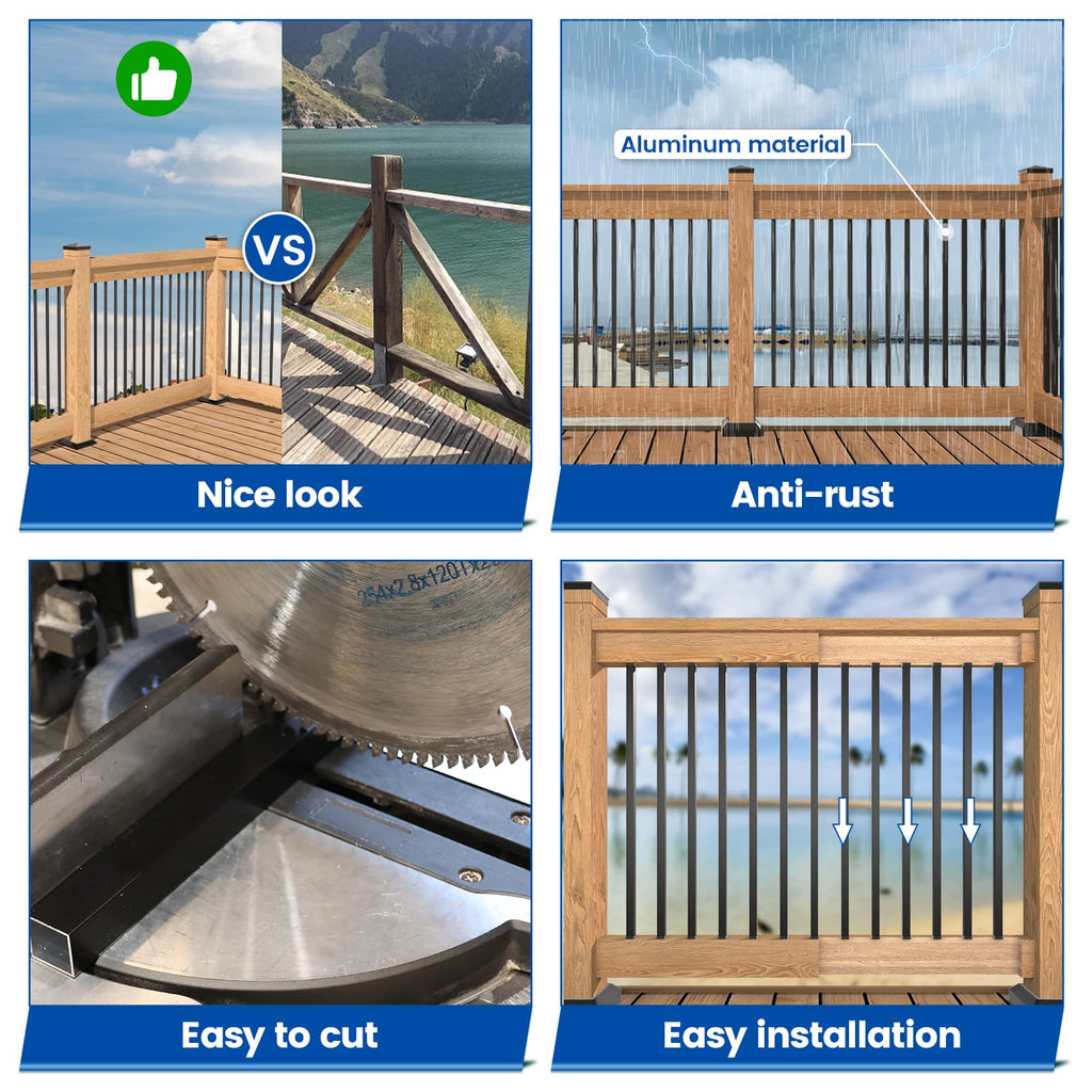 50 Pack 32" Black Aluminum Square Deck Balusters B15227