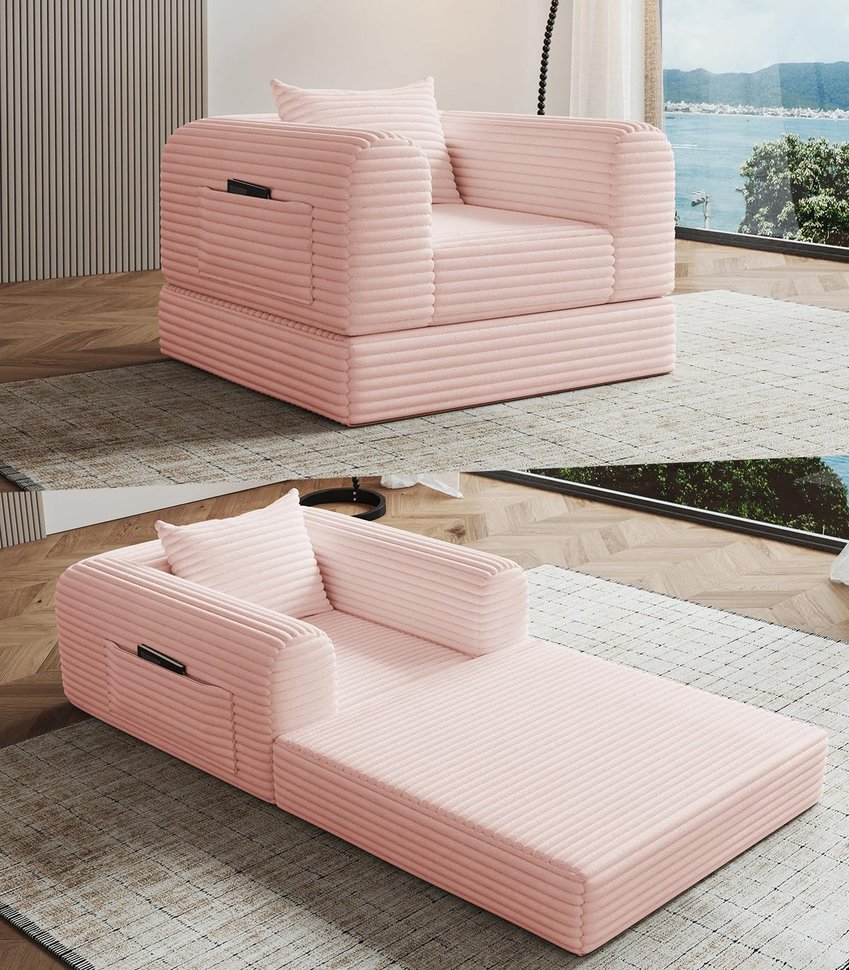 2 in 1 Convertible Sleeper Chair Folding Sofa Bed U457