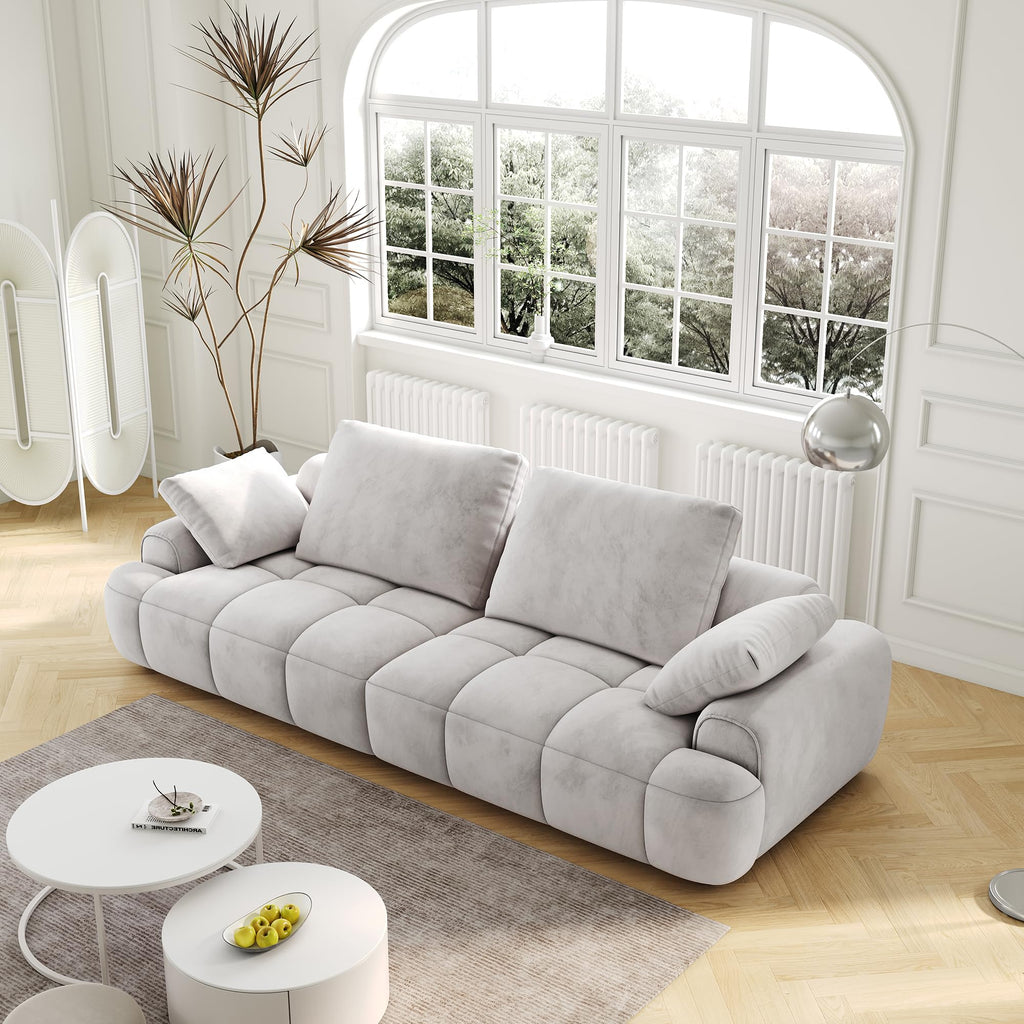 Light Gray Velvet 3 Seat Sofa with Pillow X938
