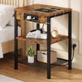 Nightstand with Charging Station, 3-Tier Bedside Table Z171