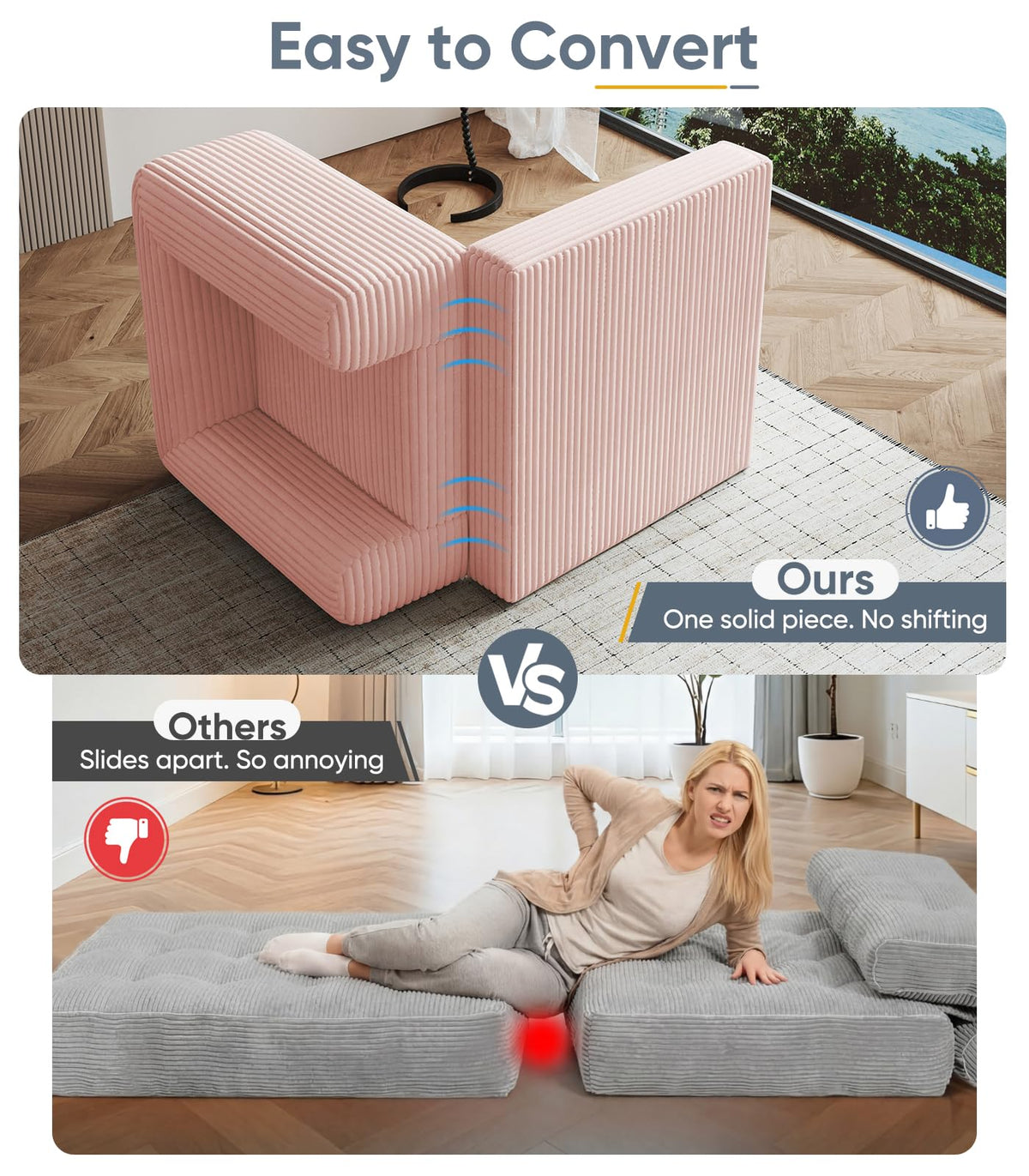 2 in 1 Convertible Sleeper Chair Folding Sofa Bed U457