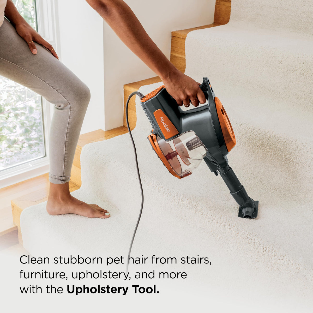 Corded Stick Vacuum with Crevice Tool, Pet Multi-Tool & Precision Duster, Orange W3423