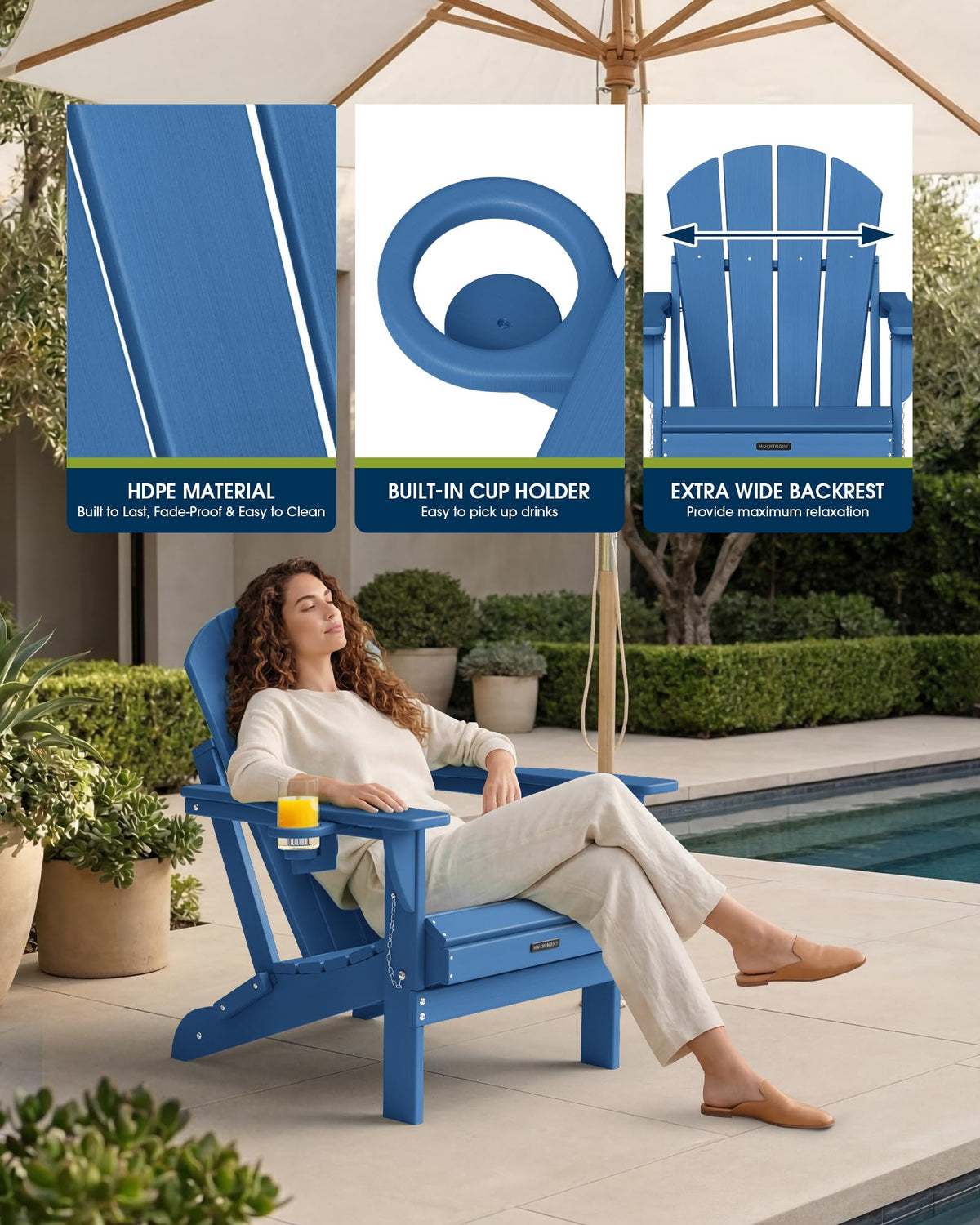 Folding Adirondack Chair Navy Blue G436594