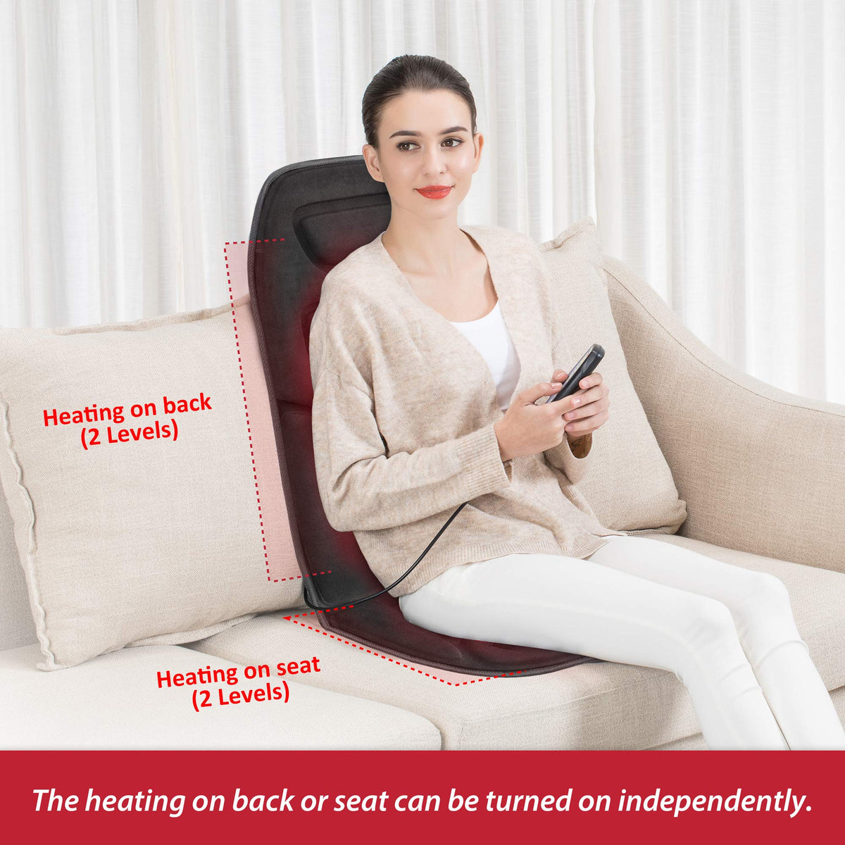 Graphene Heated Full Back Massage Seat Cushion V8708