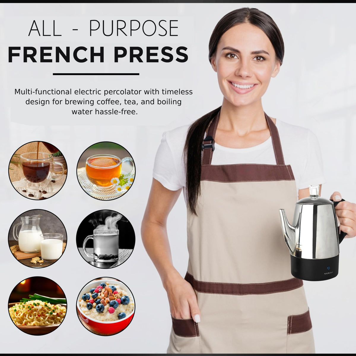 10 Cup Stainless Steel Electric Percolator Coffee Pot O621