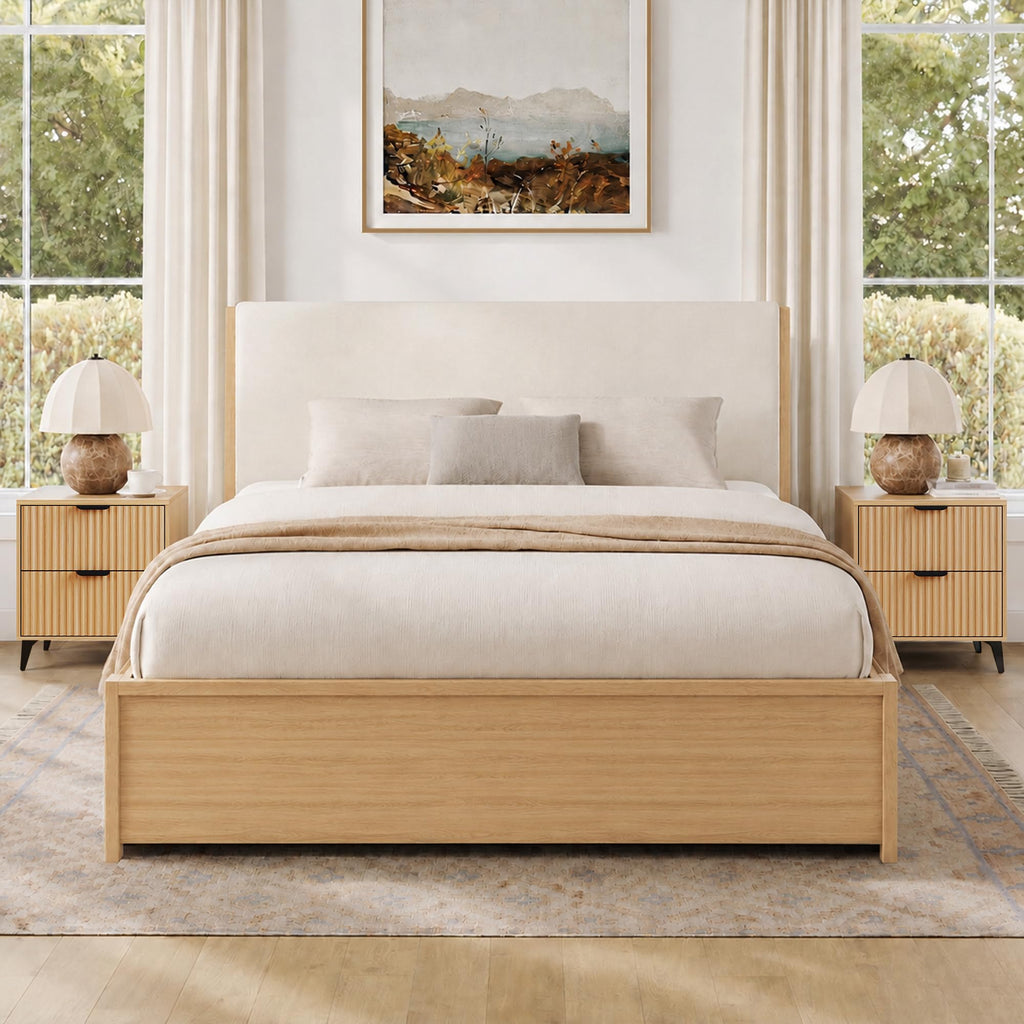 Wood Nightstand Set of 2 with 2 Drawers I232758