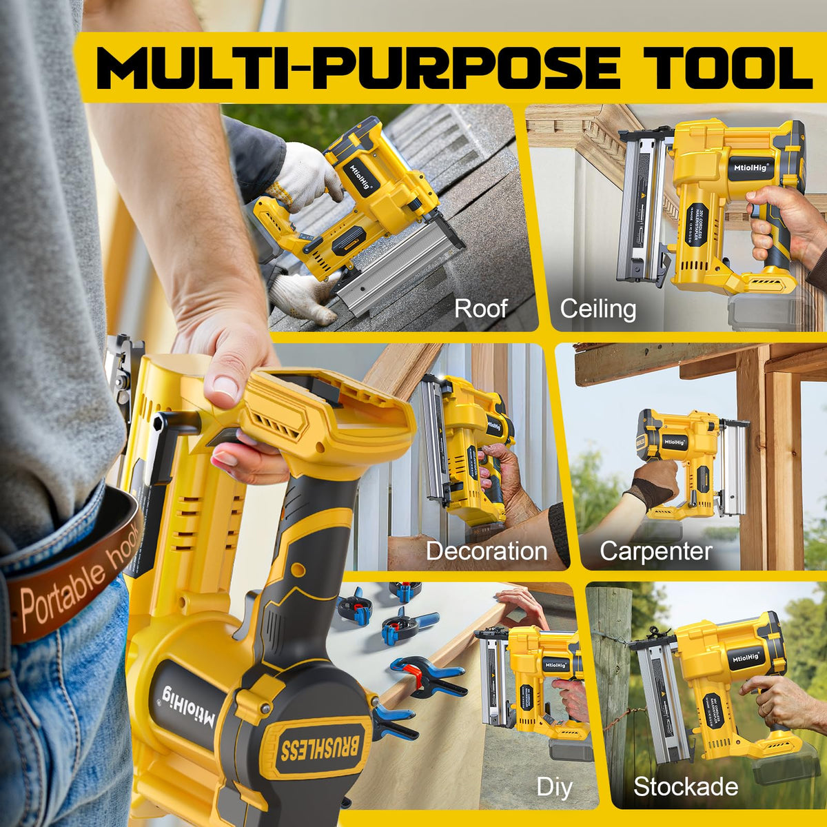Cordless 2" Brad Nailer, 18 Gauge 2-in-1 Nail Gun/Staple Gun P6279