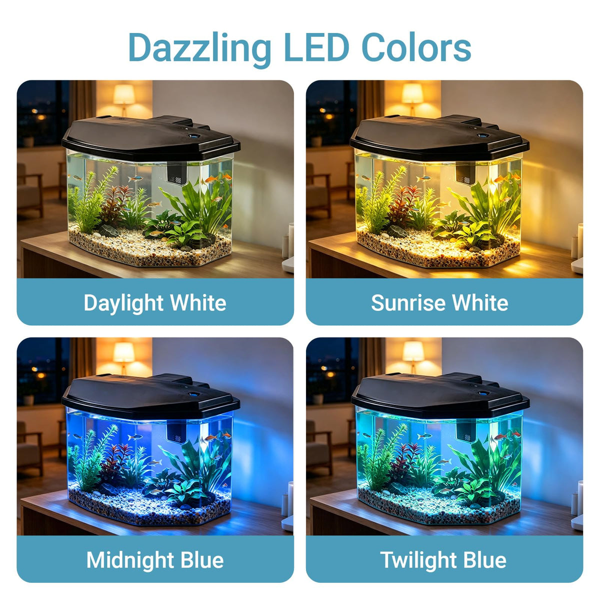 3-Gallon Plastic Aquarium Starter Kit with LED Lighting and Filtration U722240