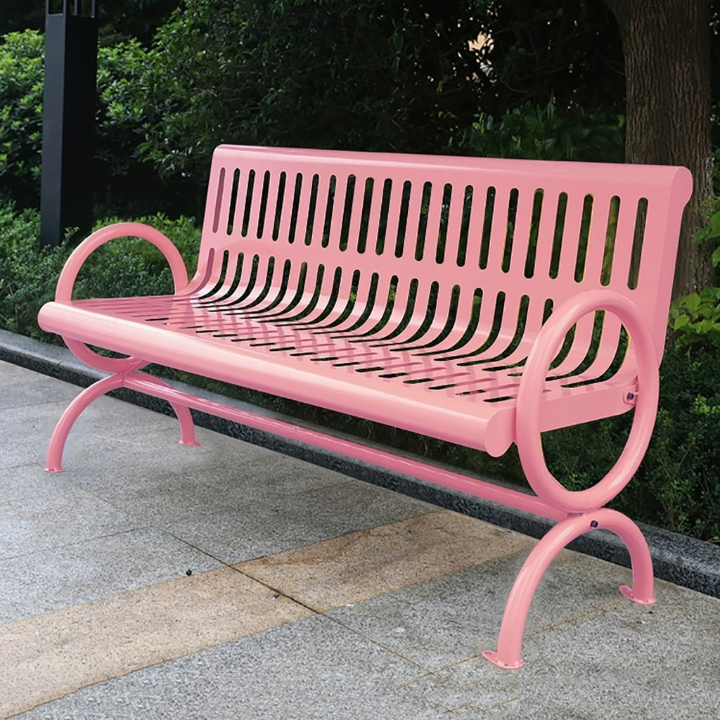 Weatherproof Metal Patio Bench with Backrest & Armrests O462