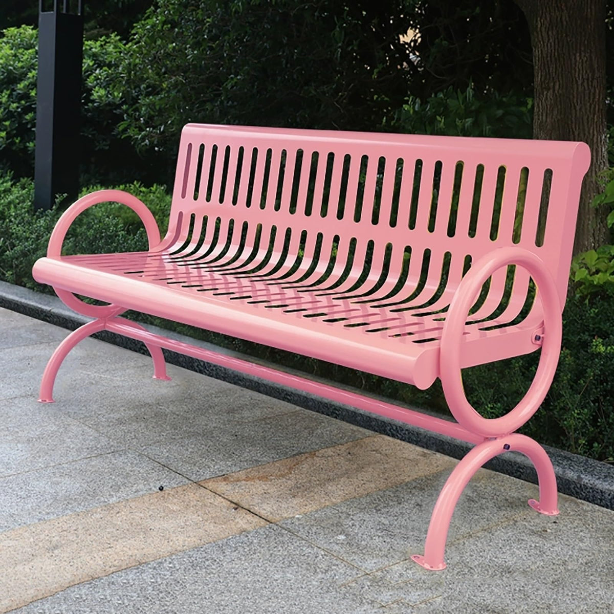 Weatherproof Metal Patio Bench with Backrest & Armrests O462