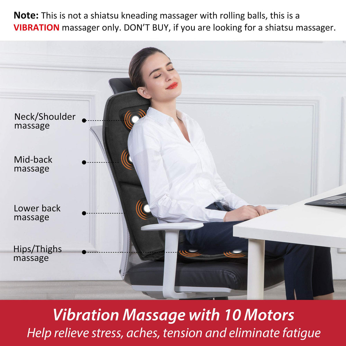 Graphene Heated Full Back Massage Seat Cushion V8708