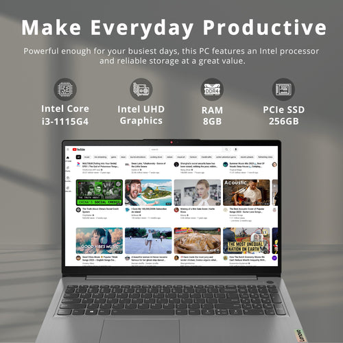 15.6" FHD Touch Laptop, Intel i3, 8GB RAM, 256GB SSD, Grey I78092