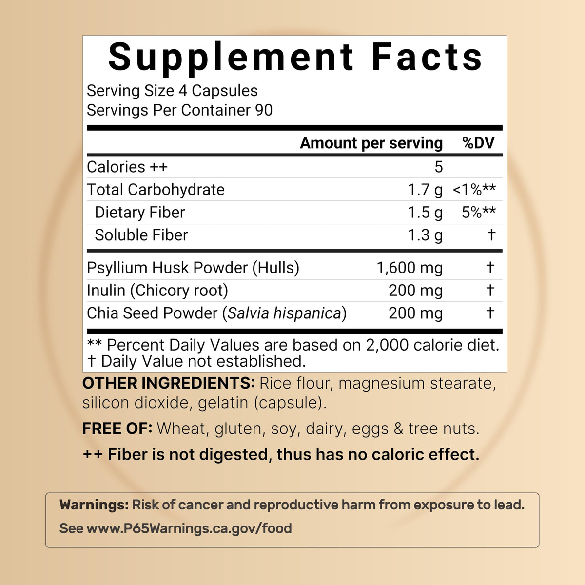 Psyllium Husk Fiber Capsules 2,000mg 360 Caps X7348