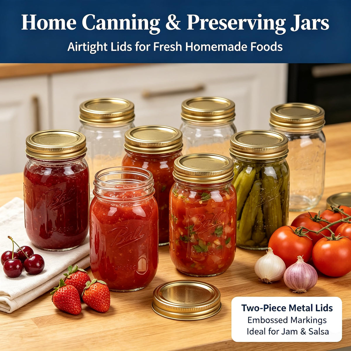 16 oz Regular Mouth Clear Glass Mason Jars 12-Pack with Airtight Lids and Bands K79283