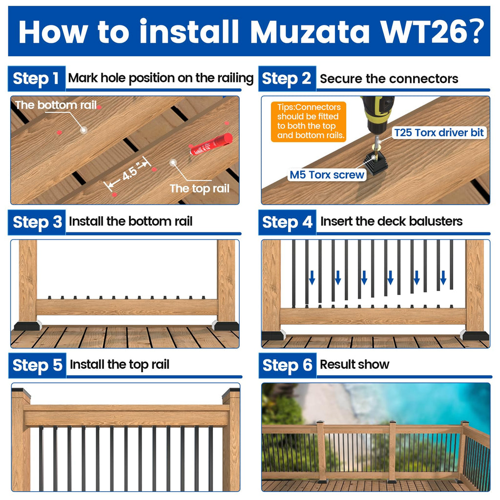 50 Pack 32" Black Aluminum Square Deck Balusters B15227