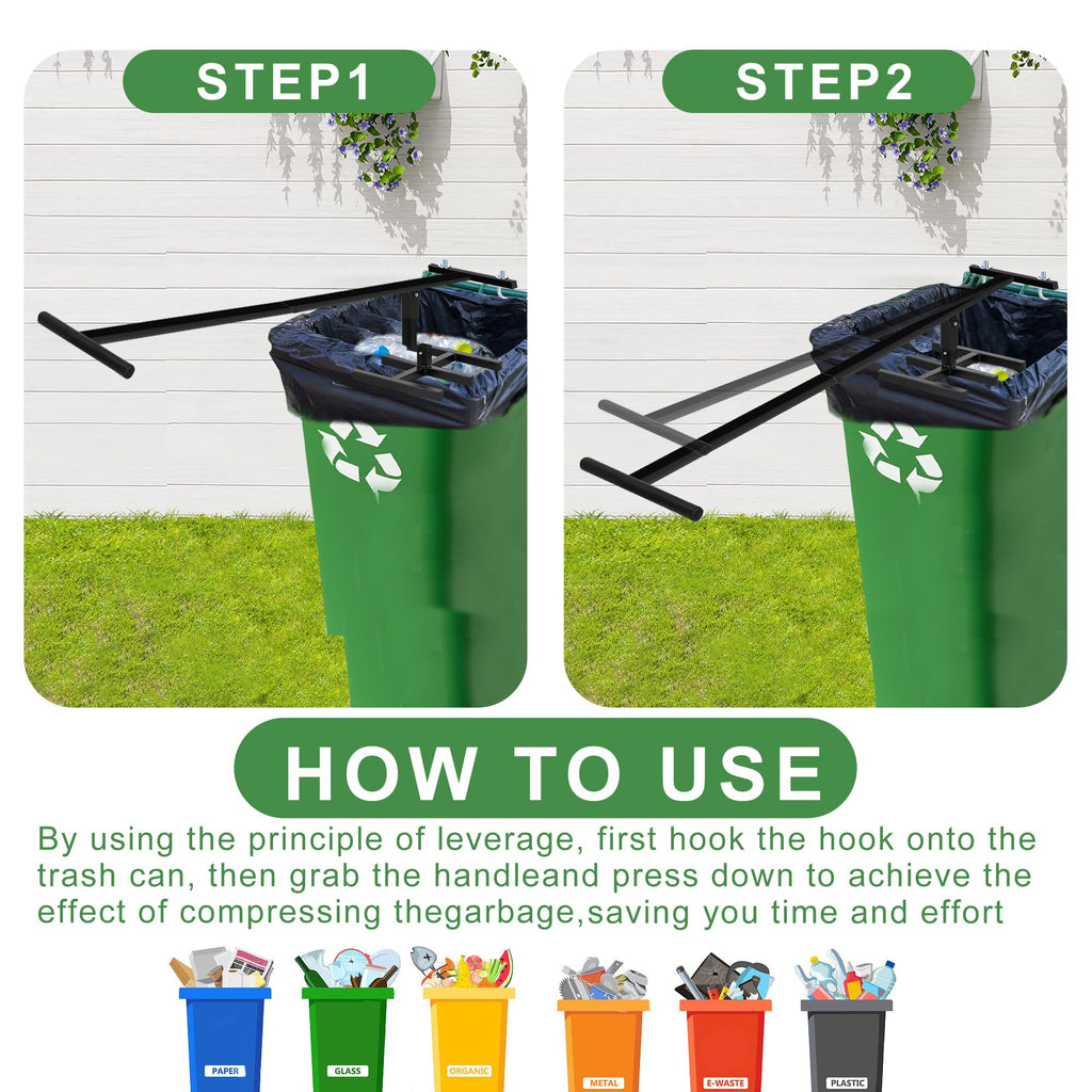 Black Manual Trash Compactor Adjustable Handle T40828