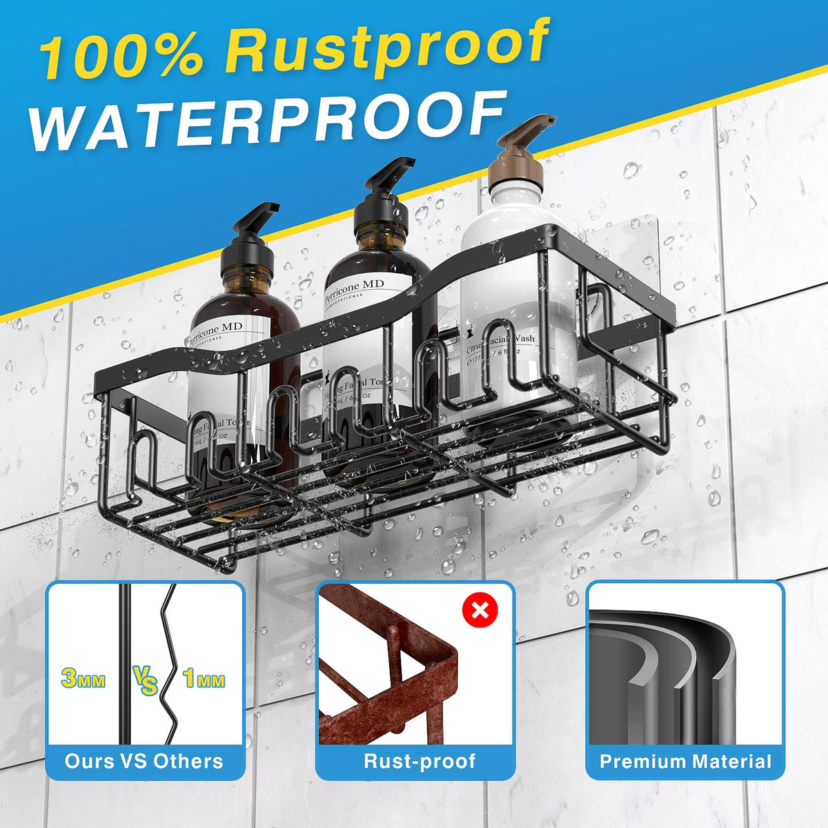5 Pack Rustproof Stainless Steel Shower Caddy B32693