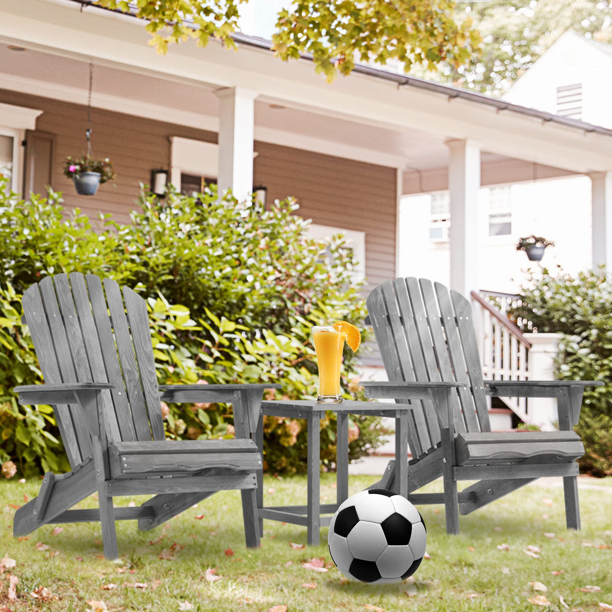 Wood Folding Adirondack Chair Set of 2 Solid Cedar V719