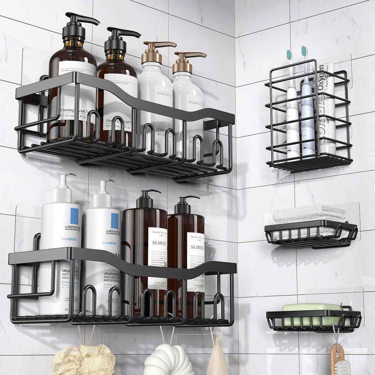 5 Pack Rustproof Stainless Steel Shower Caddy B32693