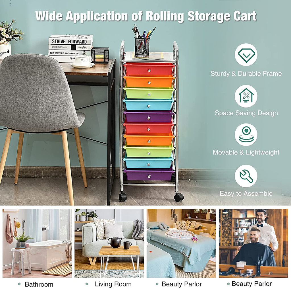 10 Drawer Rolling Storage Organizer Cart Y379