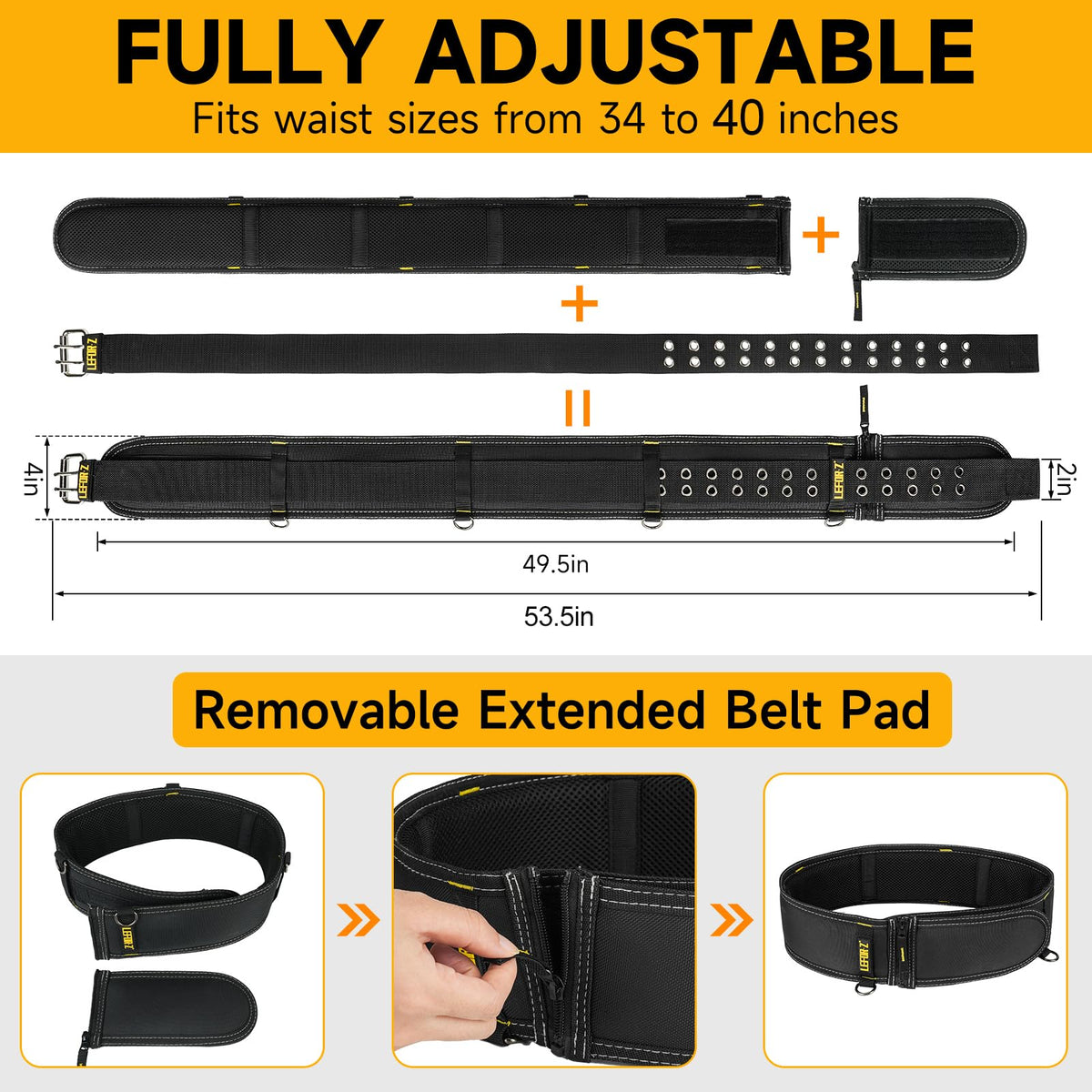 4-Inch Padded Heavy Duty Tool Belt with Suspenders N74910