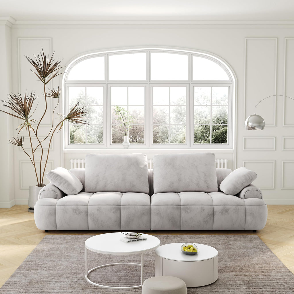Light Gray Velvet 3 Seat Sofa with Pillow X938
